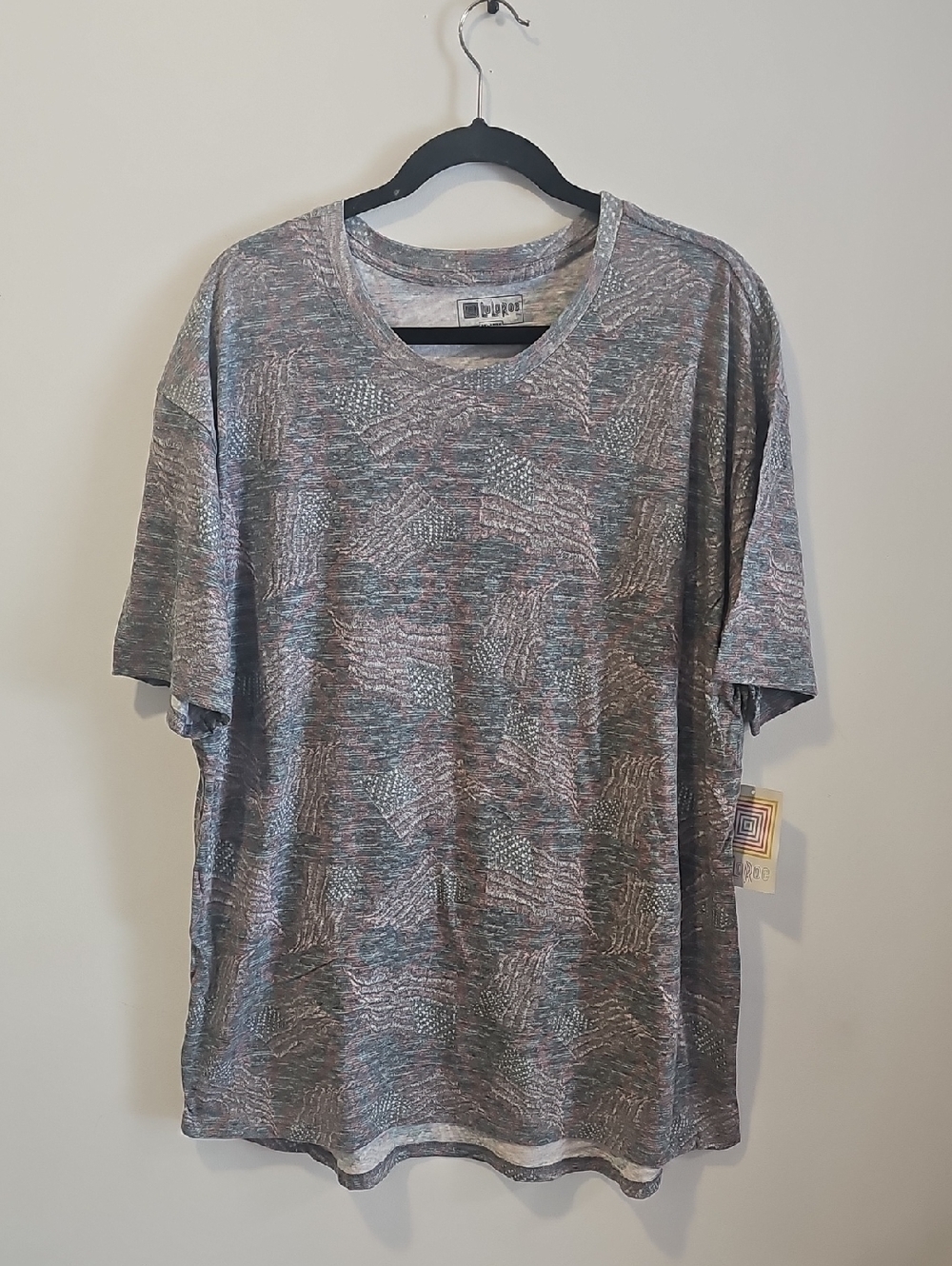 LuLaRoe Women's Short-Sleeve Tee in Gray and Pink Heather